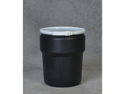 Justrite Lab Pack Open Head Poly Drum - 10 Gallon - Plastic Lever-Lock - Black - 1609BLK