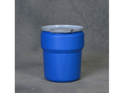 Justrite Lab Pack Open Head Poly Drum - 10 Gallon - Metal Lever-Lock - Blue - 1609MB