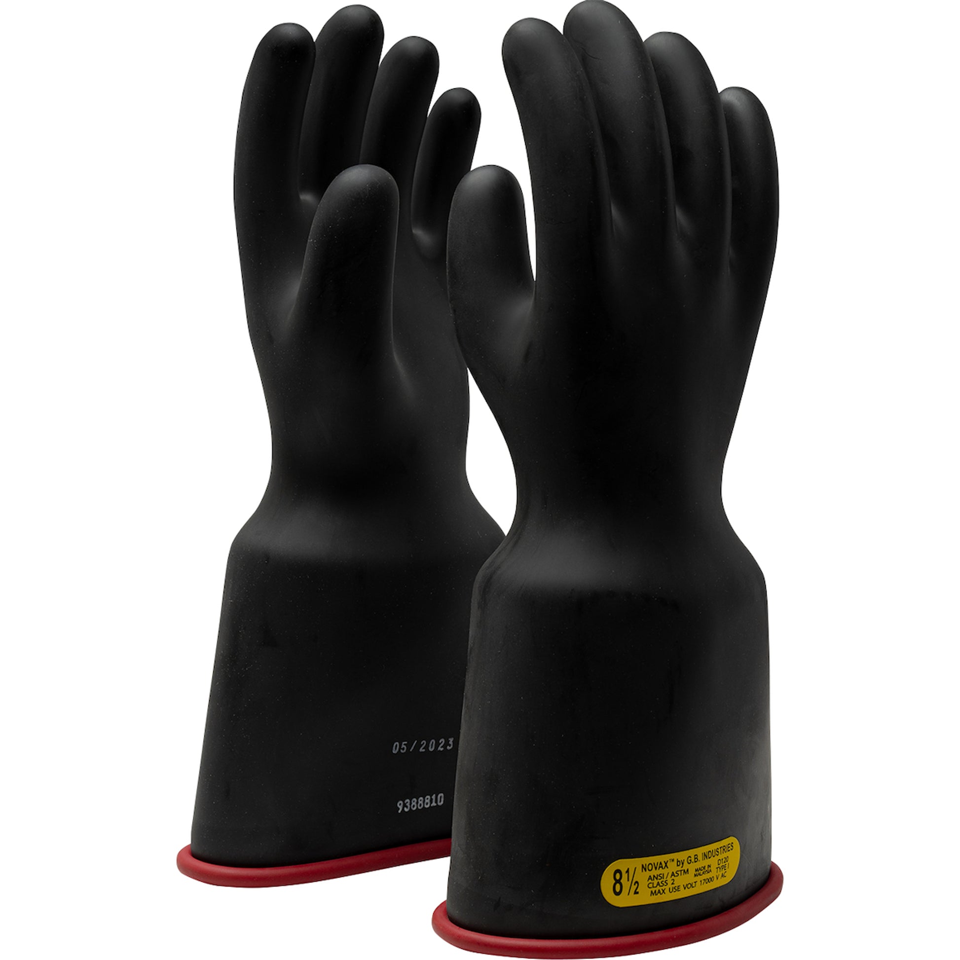 NOVAX Insulating Gloves Class 2 Rubber Glove w/Bell Cuff - 14" - Black - 12/PR - 161-2-14