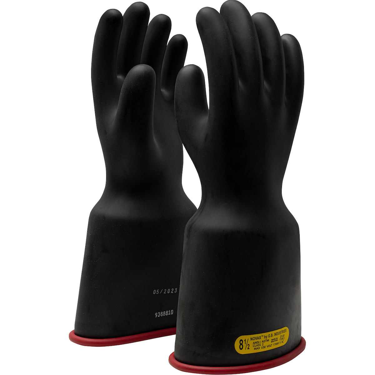 NOVAX Insulating Gloves Class 2 Rubber Glove w/Bell Cuff - 14" - Black - 12/PR - 161-2-14