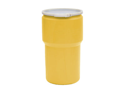 Justrite Lab Pack Open Head Poly Drum - 14 Gallon - Plastic Lever-Lock - Yellow - 1610