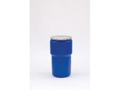 Justrite Lab Pack Open Head Poly Drum - 14 Gallon - Metal Lever-Lock - 1x2" 1x3/4" Bung Holes - Blue - 1610MBBG1