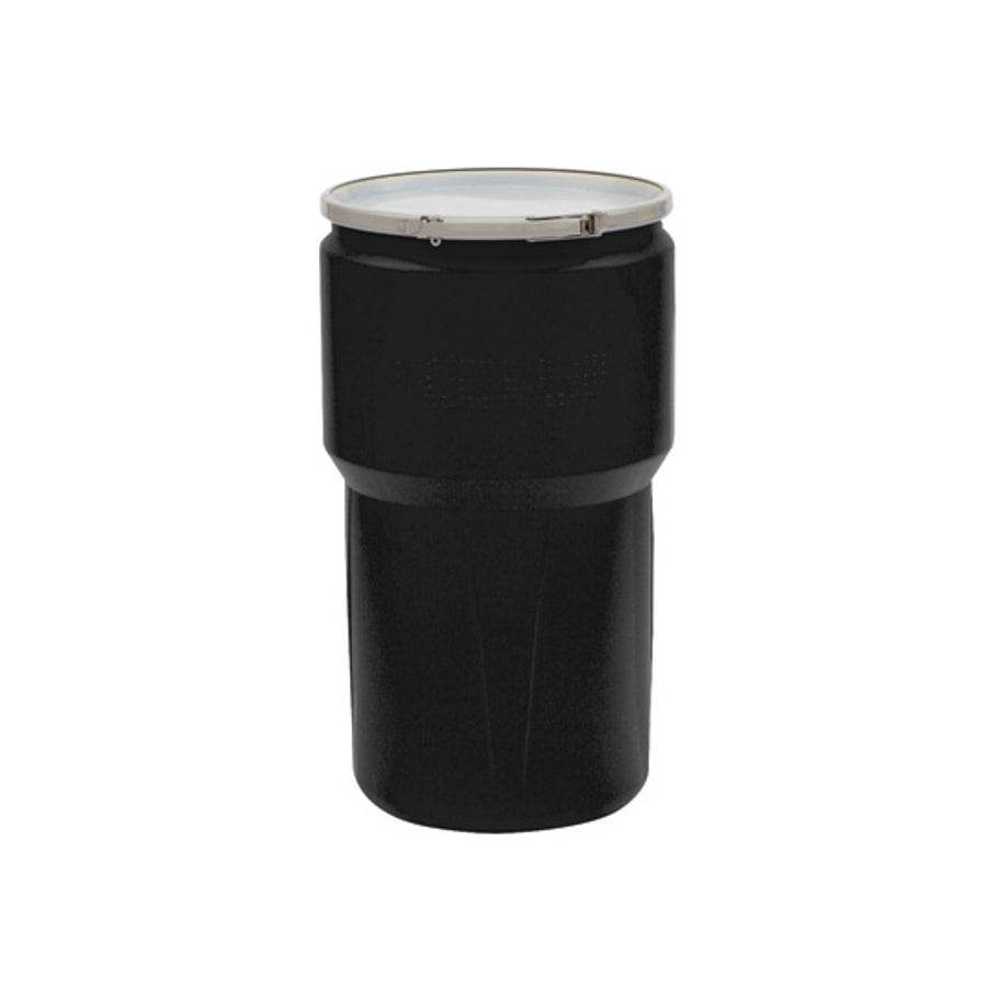 Eagle Lab Pack Open Head Poly Drum - 14 Gallon - Metal Lever-Lock - 1x2" 1x3/4" Bung Holes - Black - 1610MBKBG1