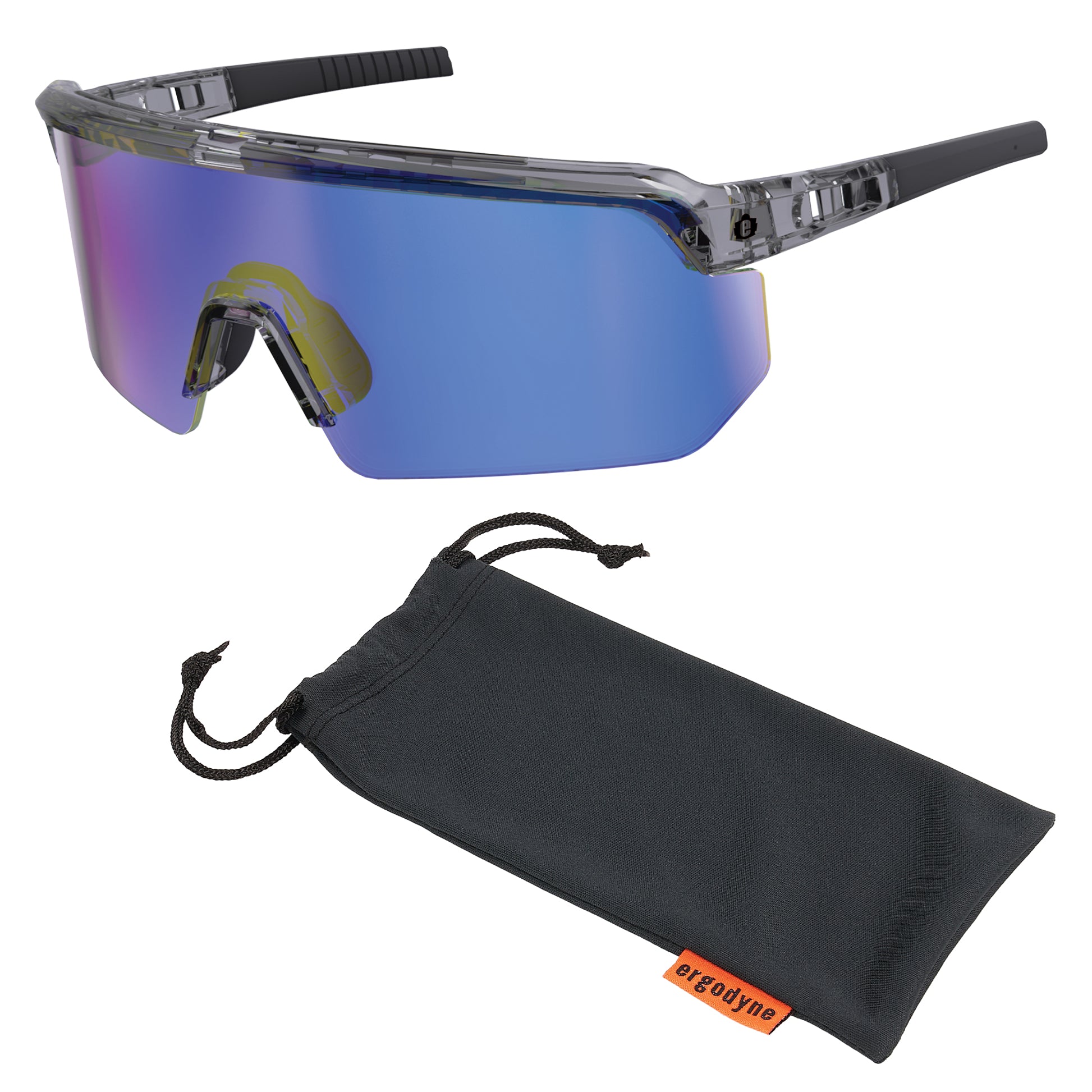 Ergodyne Skullerz AEGIR Anti-Scratch & Enhanced Anti-Fog Safety Glasses, Sunglasses - Mirrored Lenses - Blue Mirror Lens
