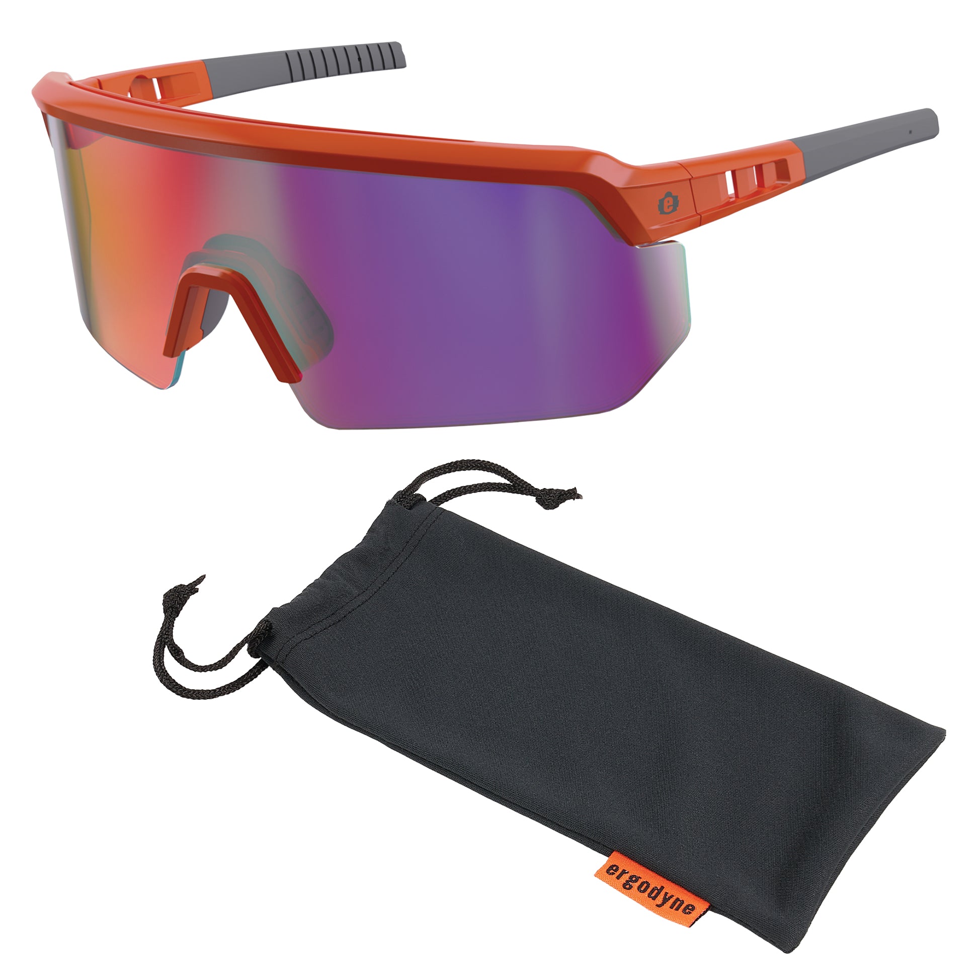 Ergodyne Skullerz AEGIR Anti-Scratch & Enhanced Anti-Fog Safety Glasses, Sunglasses - Mirrored Lenses - Purple Mirror Lens