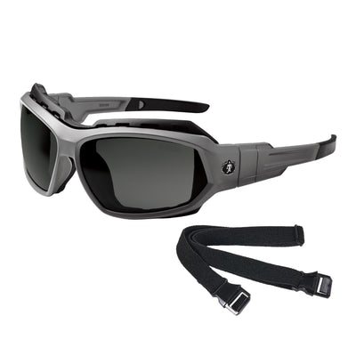 Ergodyne Skullerz LOKI Polarized Convertible Safety Spoggles with Strap - Smoke Lens