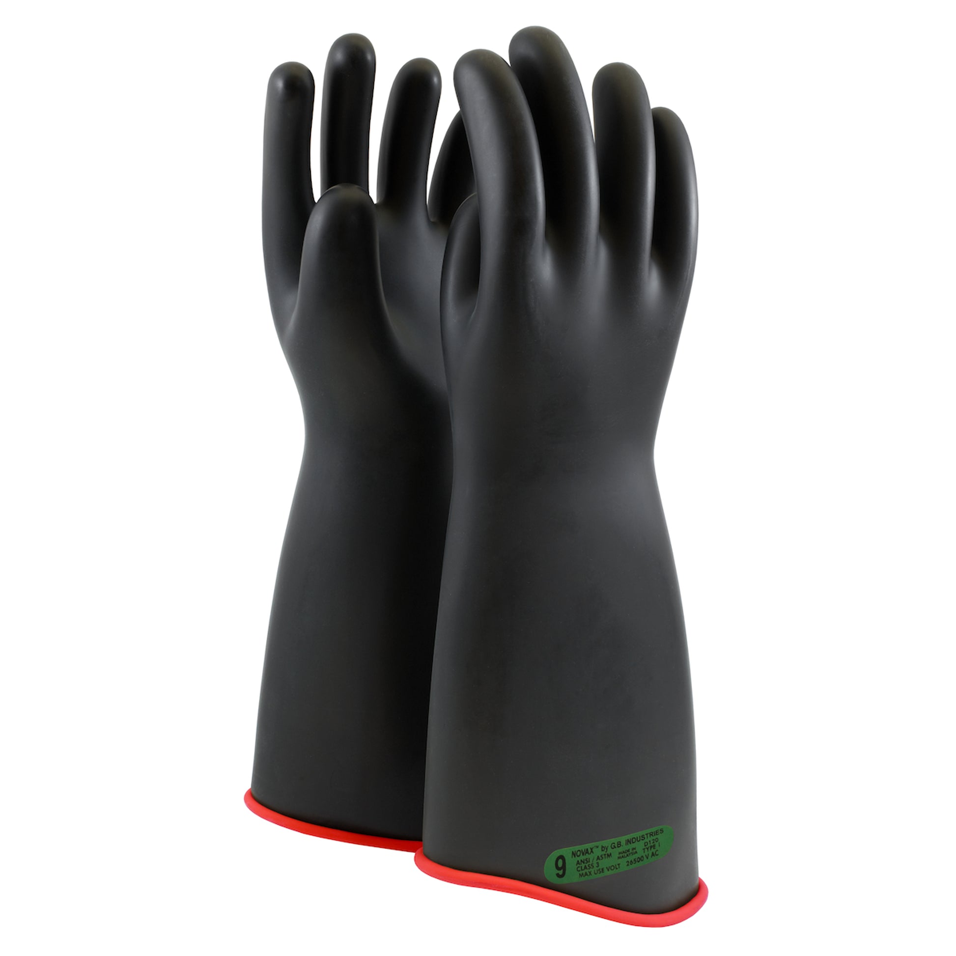NOVAX Insulating Gloves Class 3 Rubber Glove w/Contour Cuff - 18" - Black - 1/PR - 162-3-18