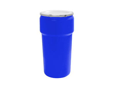 Justrite Lab Pack Open Head Poly Drum - 20 Gallon - Metal Lever-Lock - Blue - 1623MB