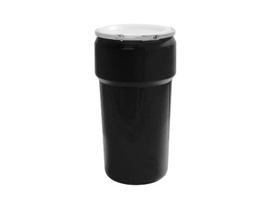 Justrite Lab Pack Open Head Poly Drum - 20 Gallon - Metal Lever-Lock - Black - 1623MBLK