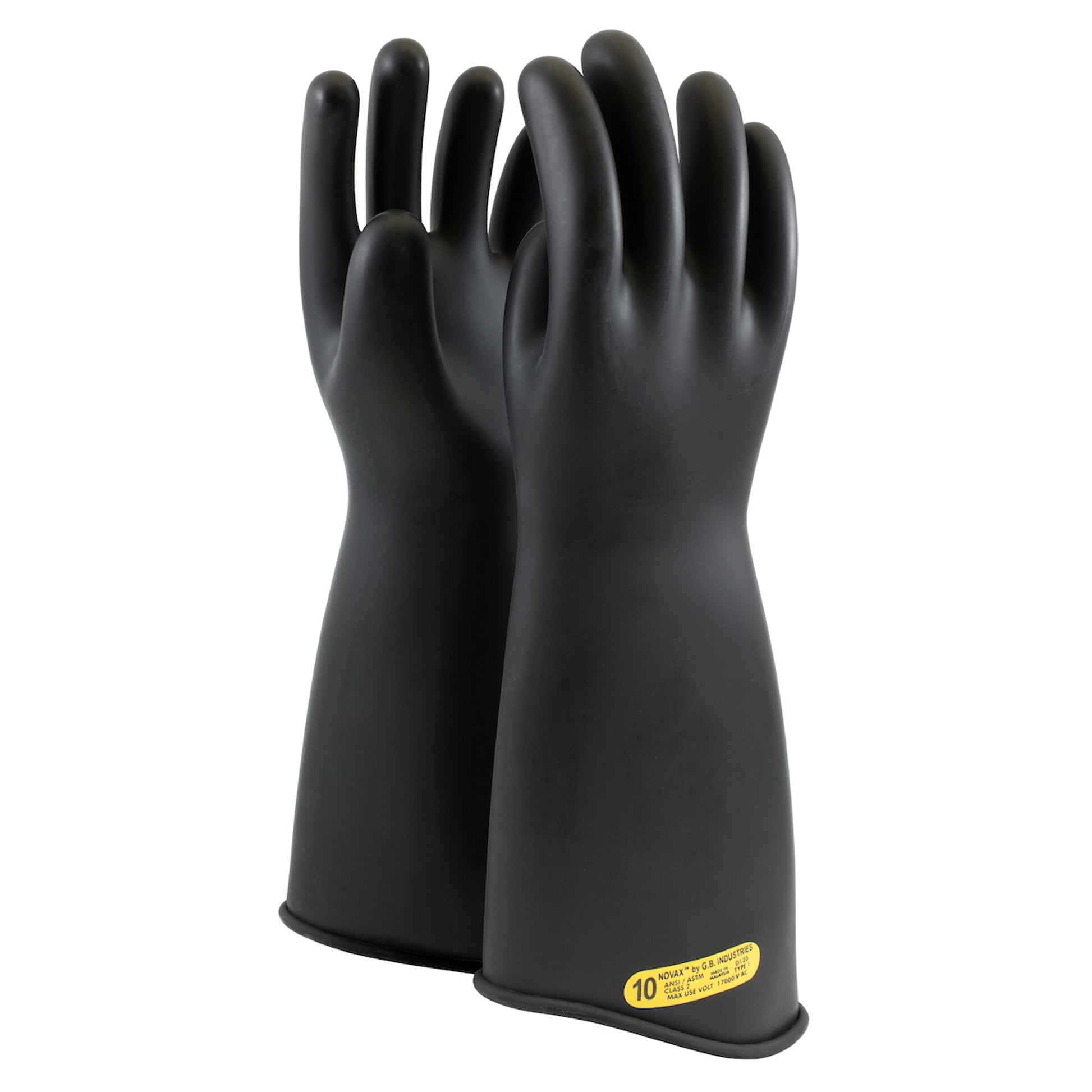 NOVAX Insulating Gloves Class 2 Rubber Glove w/Contour Cuff - 18" - Black - 1/PR - 163-2-18