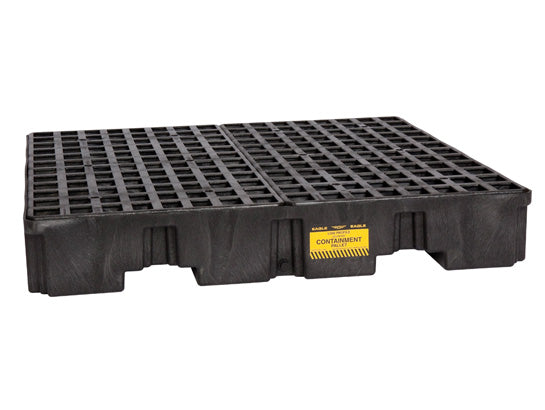 Eagle 4 Drum Pallet - with Drain - Black - 1645B