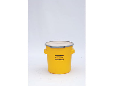 Justrite Salvage Poly Drum - 20 Gallon - Metal Lever-Lock - Yellow - 1654
