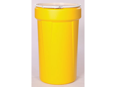 Justrite Lab Pack Open Head Poly Drum - 55 Gallon - Plastic Lever-Lock - Yellow - 1655