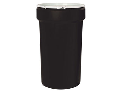 Justrite Lab Pack Open Head Poly Drum - 55 Gallon - Plastic Lever-Lock - Black - 1655BLK