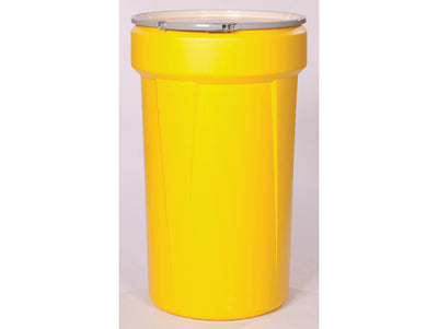 Justrite Lab Pack Open Head Poly Drum - 55 Gallon - Metal Lever-Lock - Yellow - 1655M
