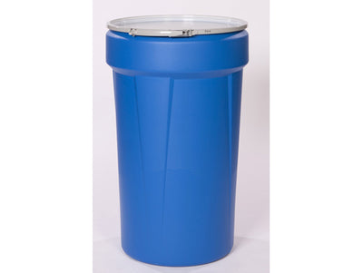 Justrite Lab Pack Open Head Poly Drum - 55 Gallon - Metal Lever-Lock - Blue - 1655MB
