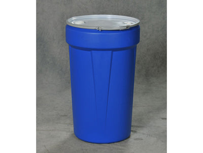 Justrite Lab Pack Open Head Poly Drum - 55 Gallon - Metal Lever-Lock - 1x2" 1x3/4" Bung Holes - Blue - 1655MBBG