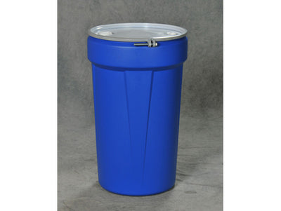 Justrite Lab Pack Open Head Poly Drum - 55 Gallon - Metal Bolt Ring - Blue - 1655MBBR