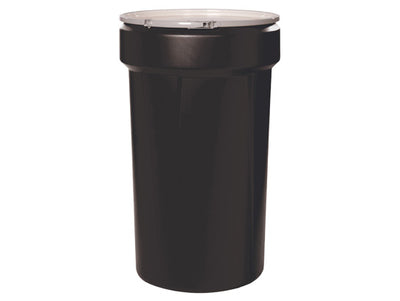 Justrite Lab Pack Open Head Poly Drum - 55 Gallon - Metal Lever-Lock - Black - 1655MBLK