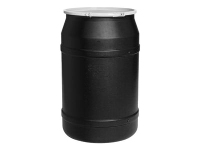 Justrite Lab Pack Open Head Poly Drum - 55 Gallon - Plastic Lever-Lock - Black - 1656BLK