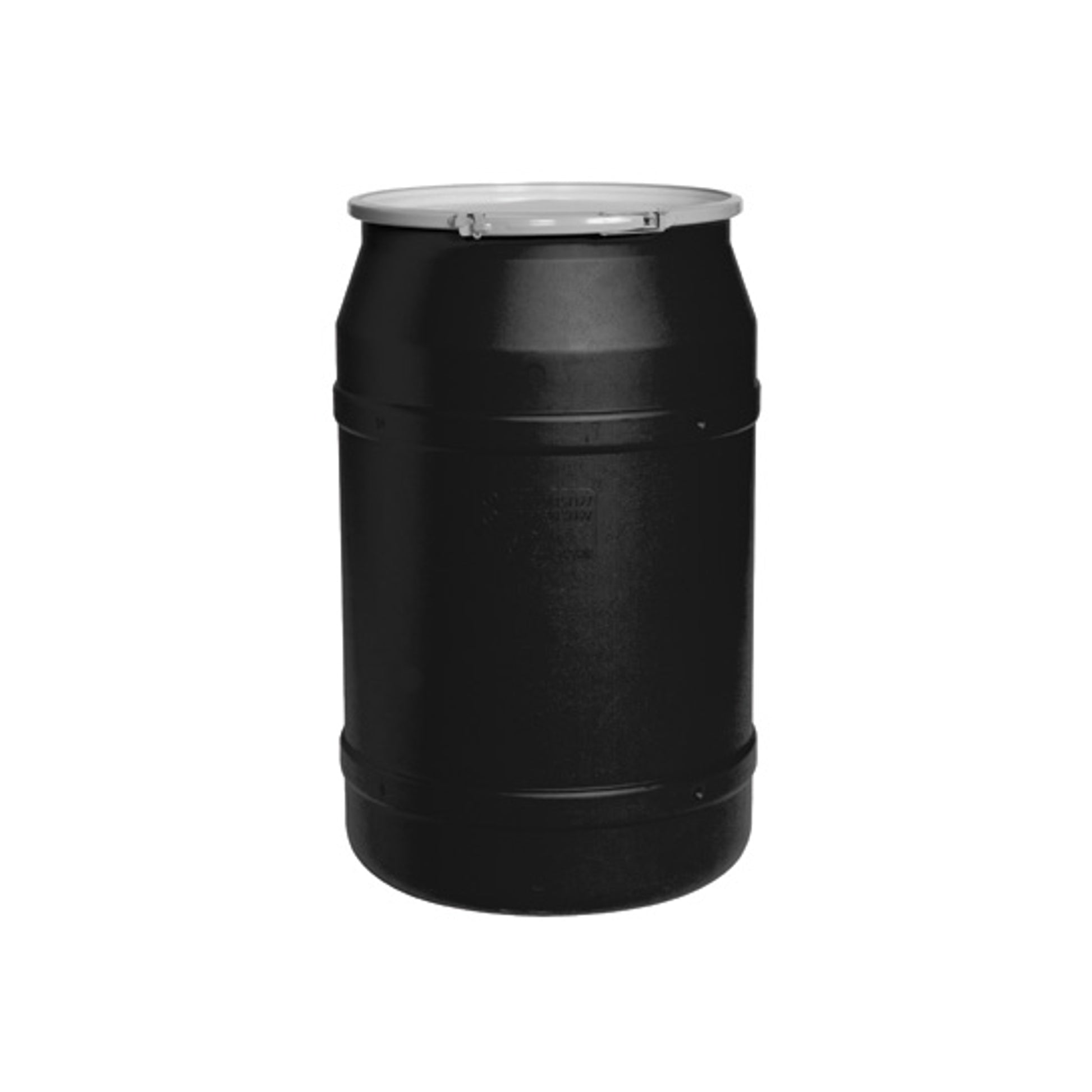 Eagle Lab Pack Open Head Poly Drum - 55 Gallon - Metal Lever-Lock - 1x2" 1x3/4" Bung Holes - Black - 1656MBLKBG