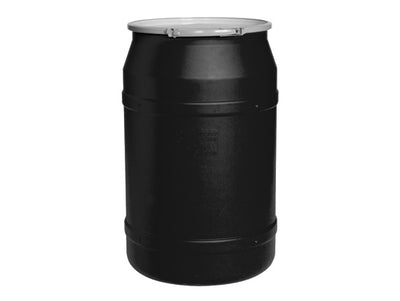 Justrite Lab Pack Open Head Poly Drum - 55 Gallon - Metal Lever-Lock - Black - 1656MBLK