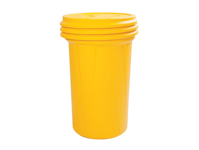 Justrite Lab Pack Open Head Poly Drum - 55 Gallon - Screw-on Lid - Yellow - 1657