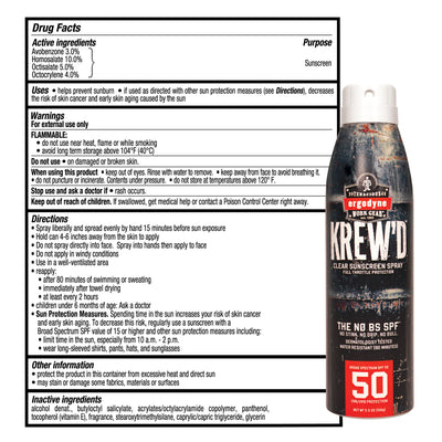 Ergodyne KREW'D 6353 SPF 50 Sunscreen Spray - 5.5oz - 12-pack