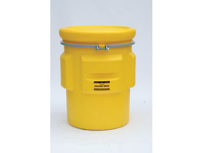 Justrite Salvage Poly Drum - 65 Gallon - Metal Bolt Ring - Yellow - 1665