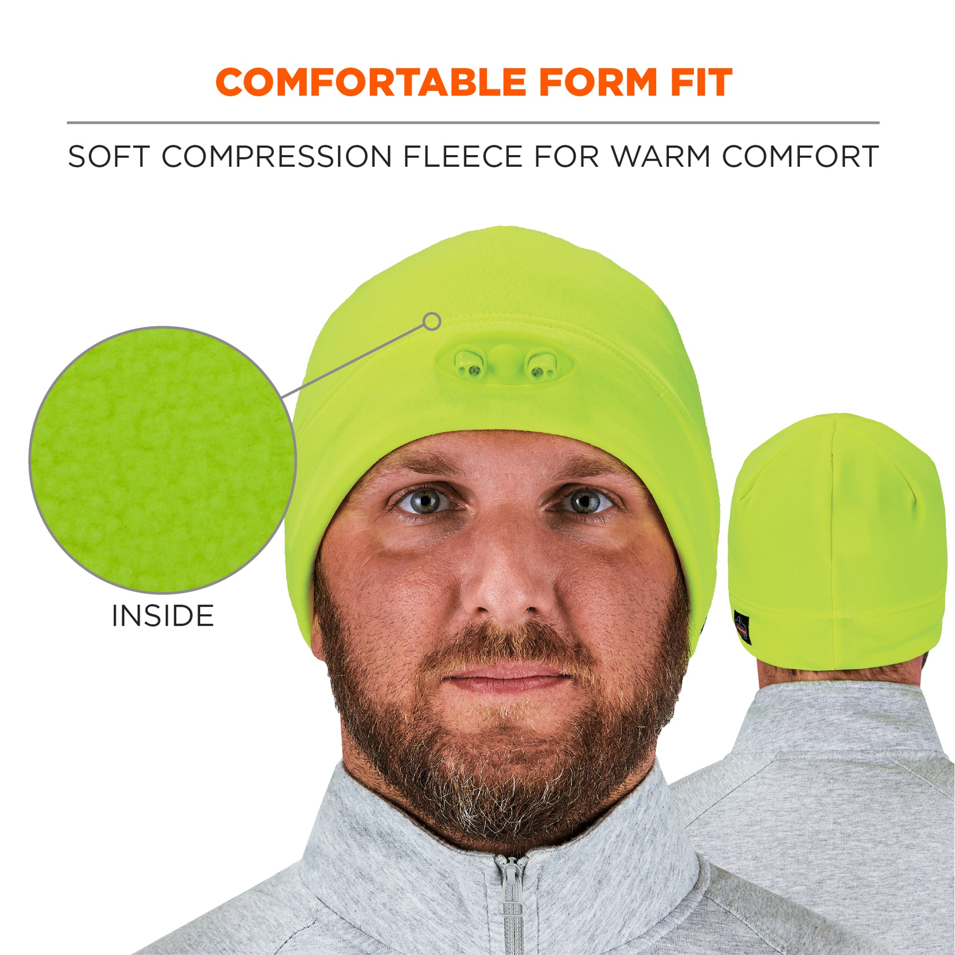 Ergodyne N-Ferno 6804 Skull Cap Winter Hat with LED Lights