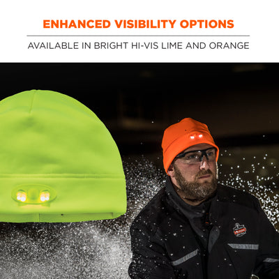 Ergodyne N-Ferno 6804 Skull Cap Winter Hat with LED Lights