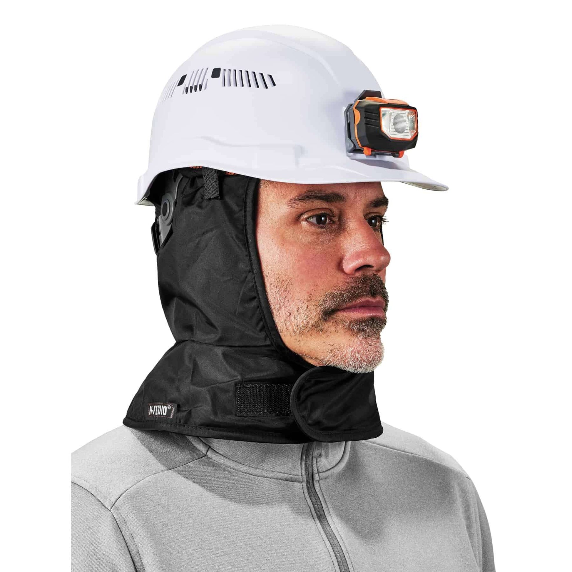 Ergodyne N-Ferno 6842 Winter Hard Hat Liner - 2-Layer, Fleece-Lined, Polyester Shell, Shoulder Length - Black