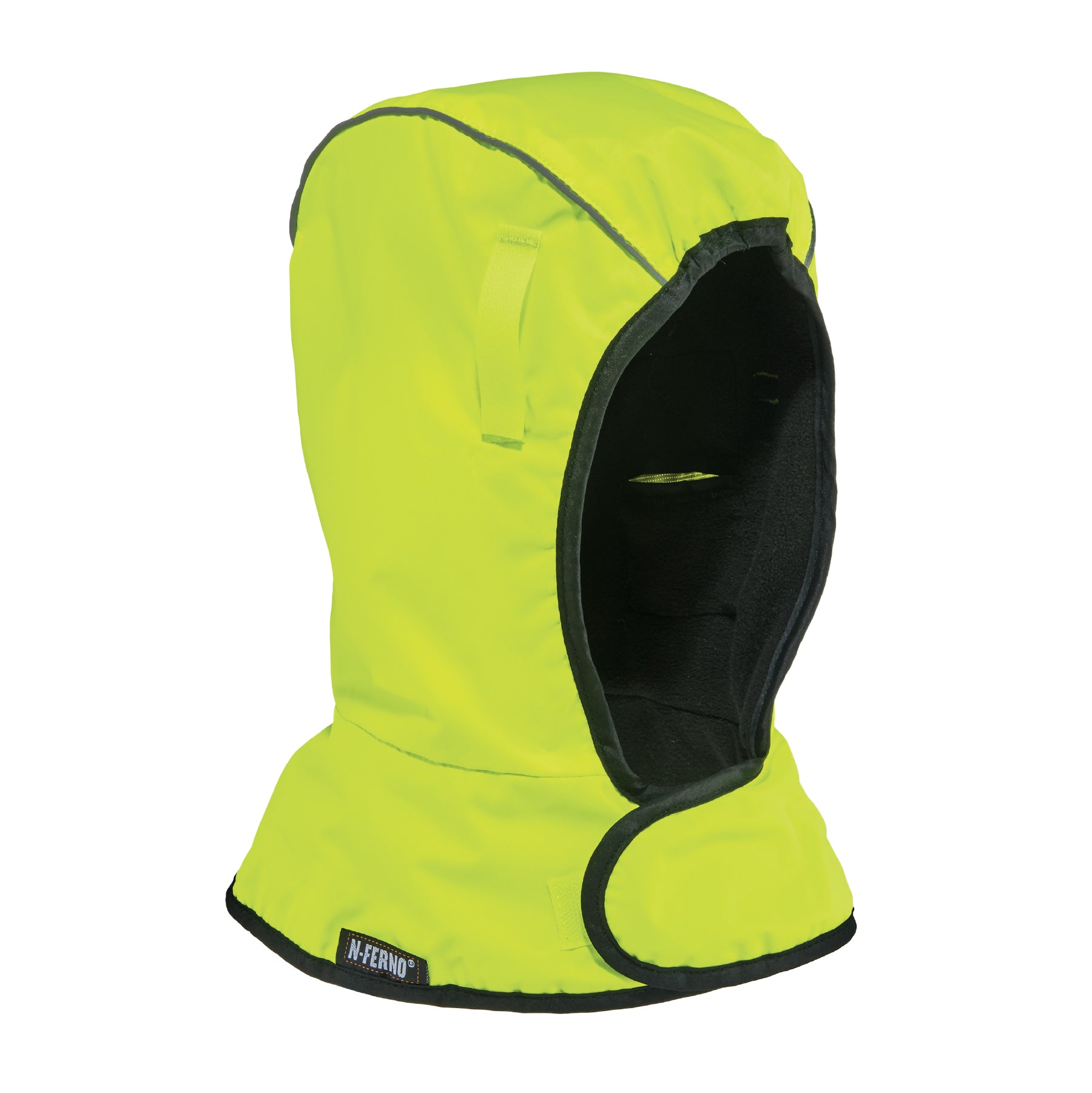 Ergodyne N-Ferno 6842 Winter Hard Hat Liner - 2-Layer, Fleece-Lined, Polyester Shell, Shoulder Length - Lime