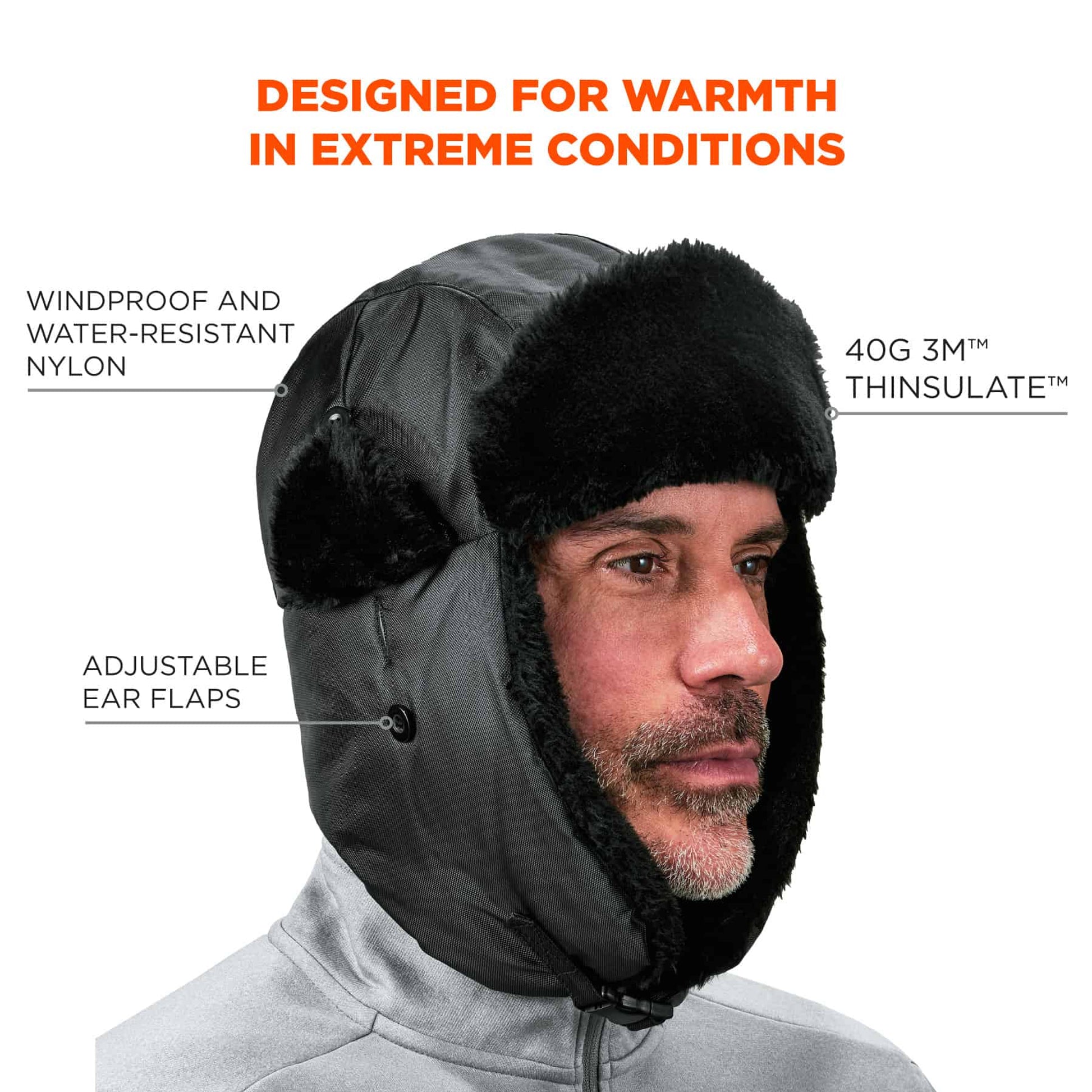 Ergodyne N-Ferno 6802Z Zippered Trapper Hat (Bump Cap Not Included)