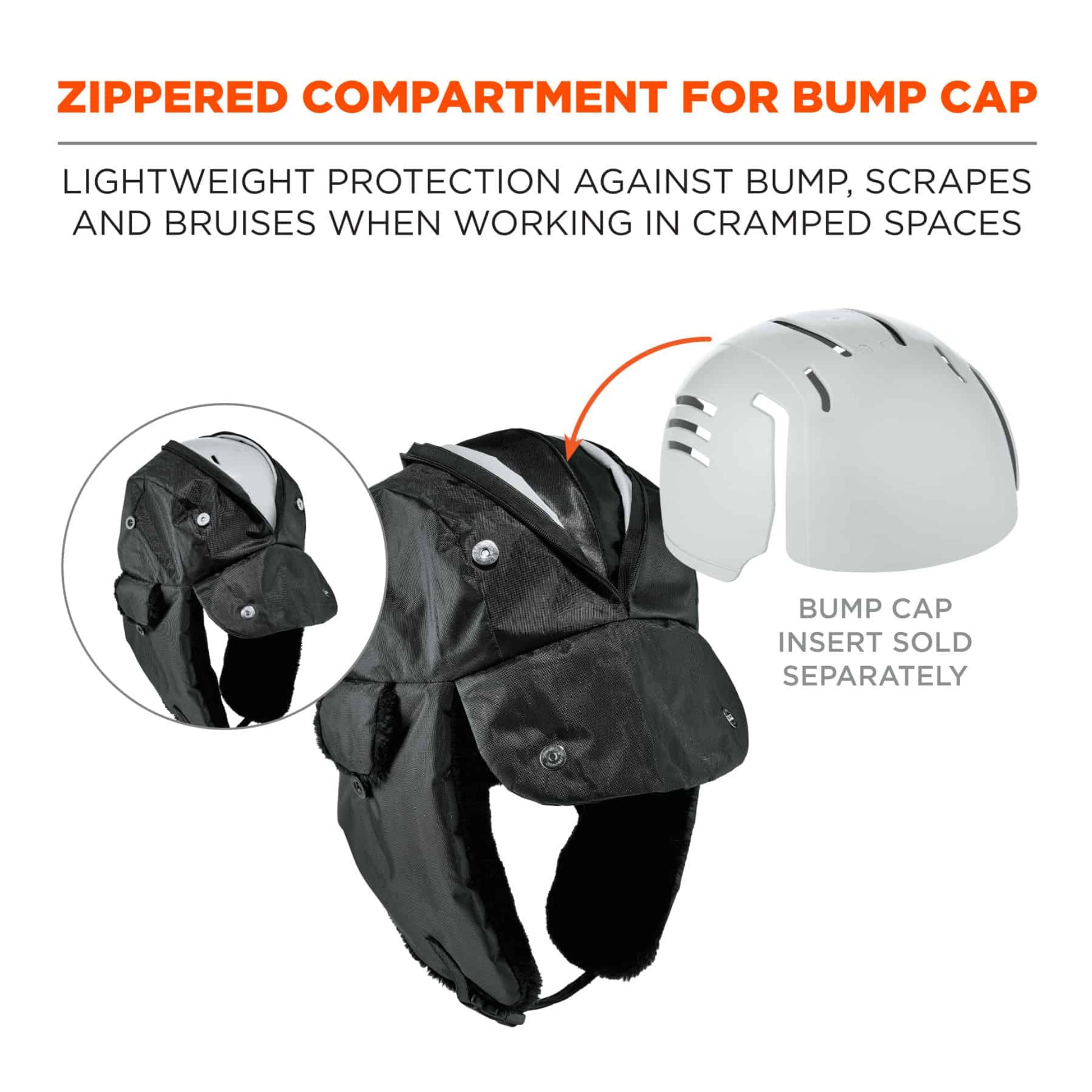 Ergodyne N-Ferno 6802Z Zippered Trapper Hat (Bump Cap Not Included)