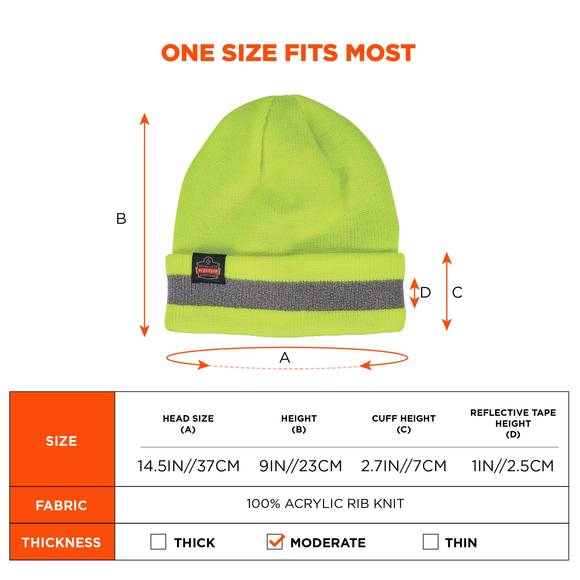 Ergodyne N-Ferno 6803 Reflective Rib Knit Winter Hat