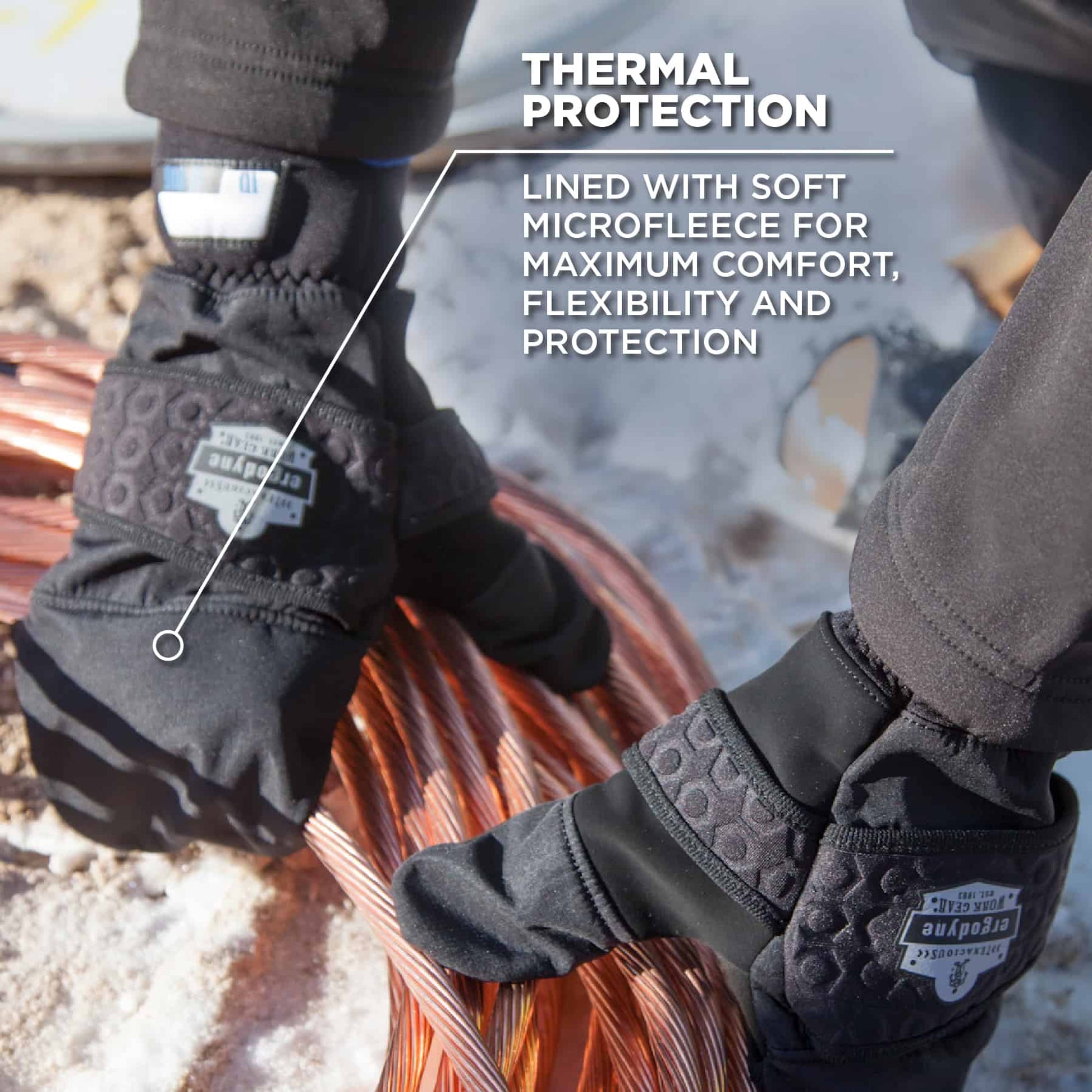 Ergodyne ProFlex 816 Thermal Half Finger Winter Work Gloves - Flip-Top Mittens
