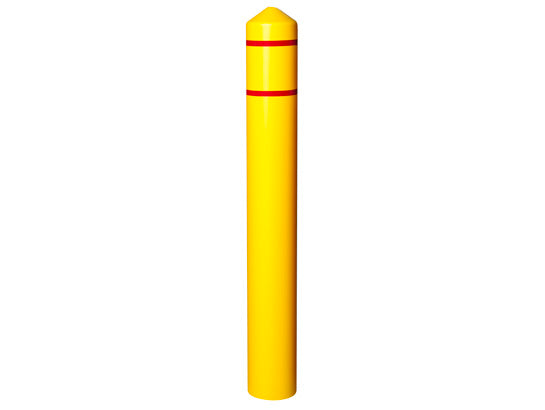 Eagle Bollard Post Sleeve - Fits 4" pipe - with Red Reflective Stripes - Yellow - 1735YRS