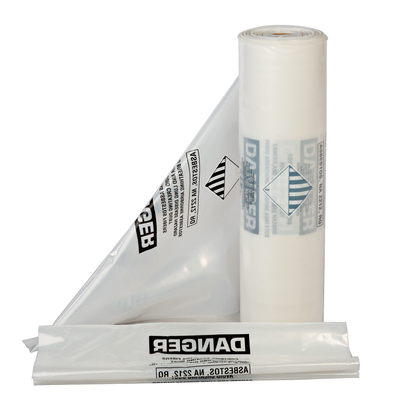 Clear 36"x60" Printed Asbestos Trash Bags 75/roll