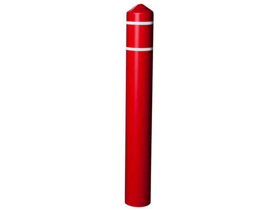 Eagle Bollard Post Sleeve - Fits 8" pipe - with White Reflective Stripes - Red - 1737RWS