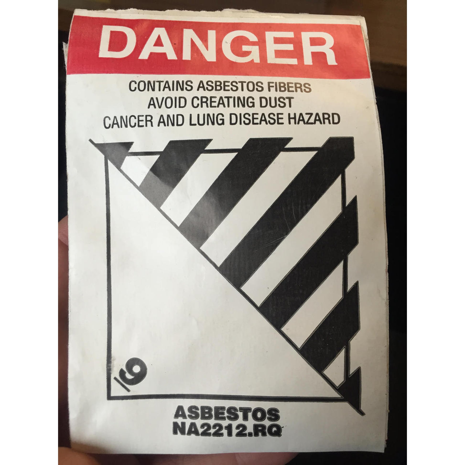 4x4 - Danger Class 9 Asbestos Label 500/Roll
