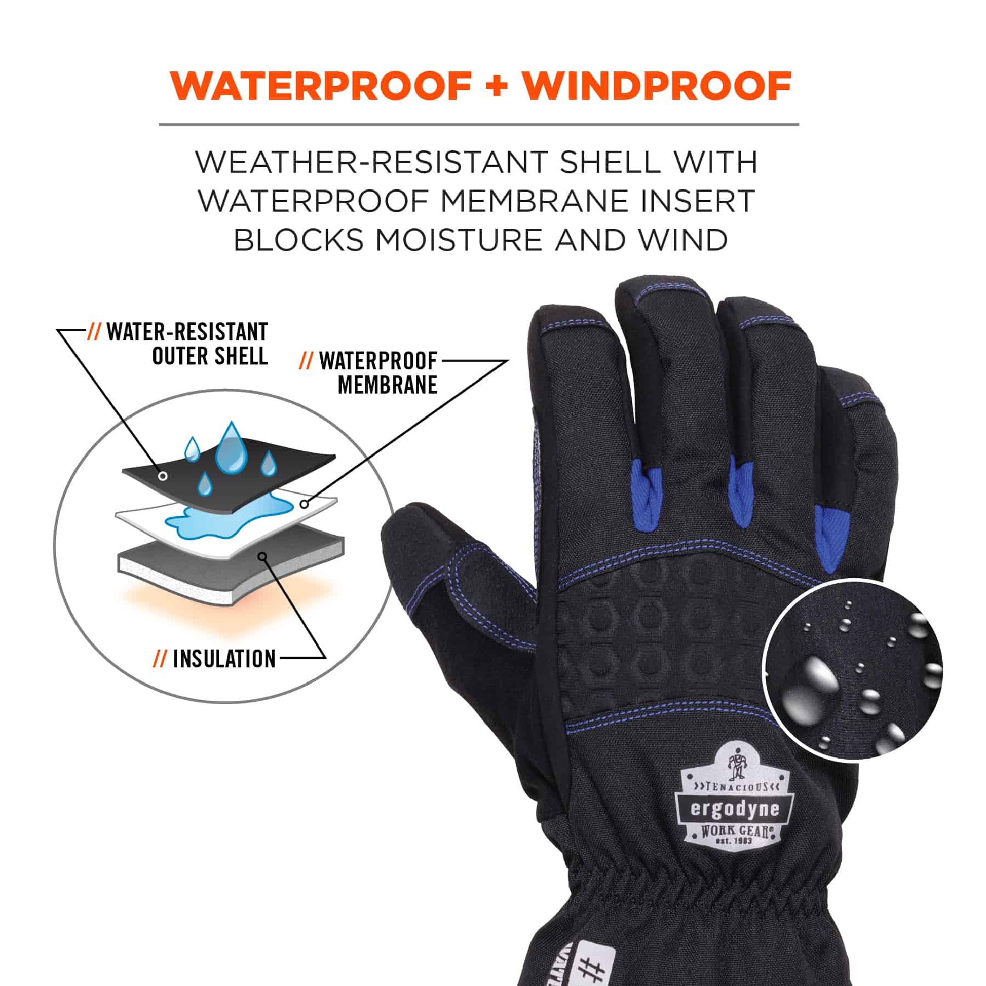 Ergodyne ProFlex 819WP Extreme Thermal Waterproof Winter Work Gloves