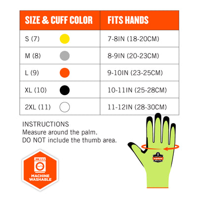 Ergodyne ProFlex 7041 Hi-Vis Nitrile Coated Cut-Resistant Gloves - ANSI/ISEA 105-2016 A4, EN388: 4X42D, WSX Wet Grip - Lime - 144-pair