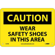 Caution: Wear Safety Shoes In This Area - 7X10 - Rigid Plastic - C379R