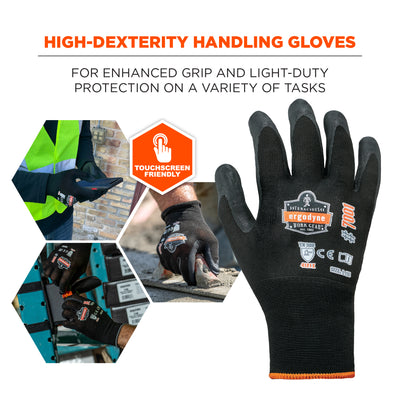 Ergodyne ProFlex 7001 Nitrile Coated Gloves - Abrasion Resistant, 18g, Dry Grip - Black - 144-pair