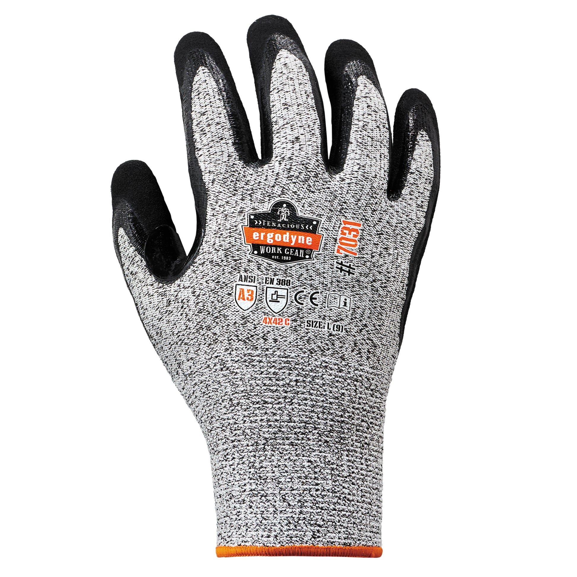 Ergodyne ProFlex 7031 Nitrile Coated Cut-Resistant Gloves - ANSI/ISEA 105-2016 A3, EN388: 4X42C, 13g, Extra Strength - Gray - 144-pair