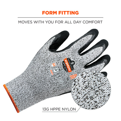 Ergodyne ProFlex 7031 Nitrile Coated Cut-Resistant Gloves - ANSI/ISEA 105-2016 A3, EN388: 4X42C, 13g, Extra Strength - Gray - 144-pair