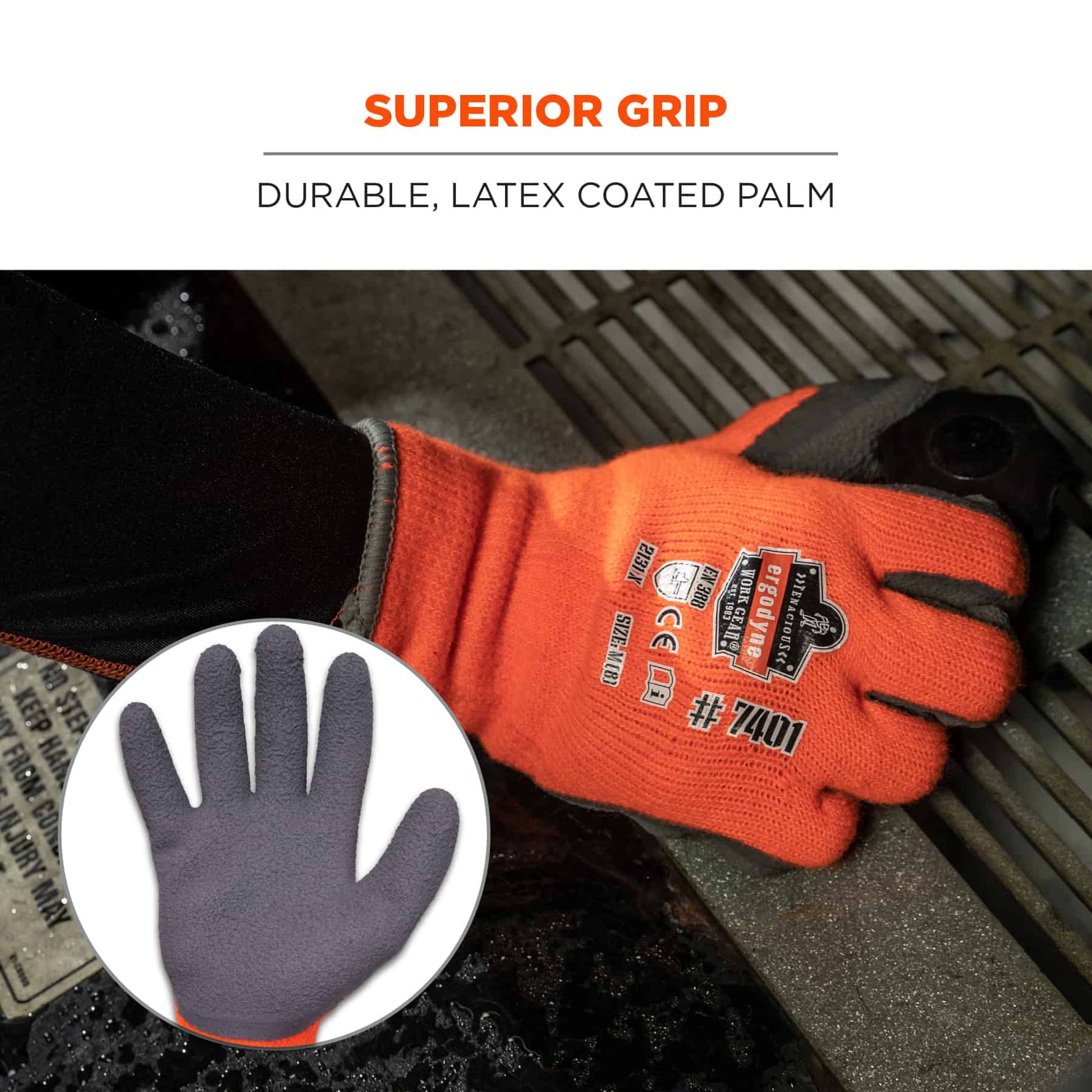 Ergodyne ProFlex 7401 Coated Lightweight Winter Work Gloves - Orange - 144-pair