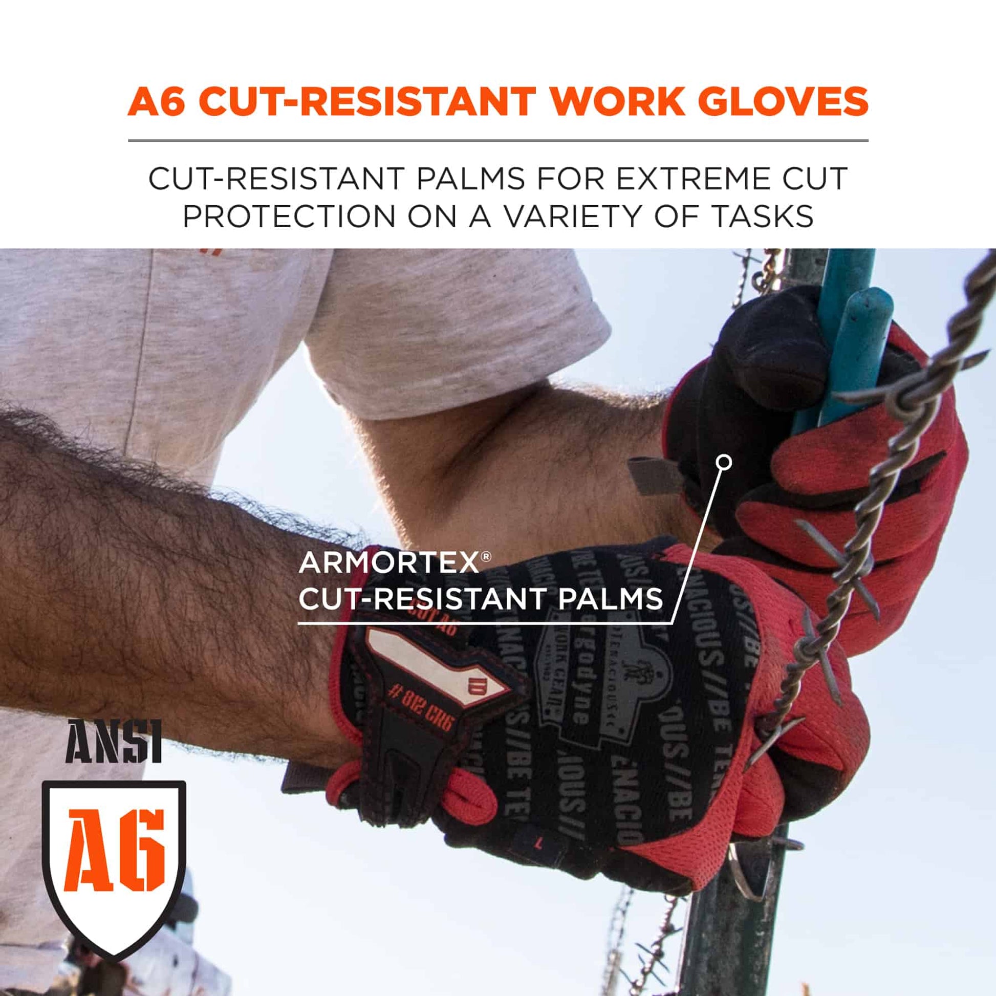 Ergodyne ProFlex 812CR6 Utility Cut Resistance Gloves - ANSI/ISEA 105-2016 A6, EN388: 2543E