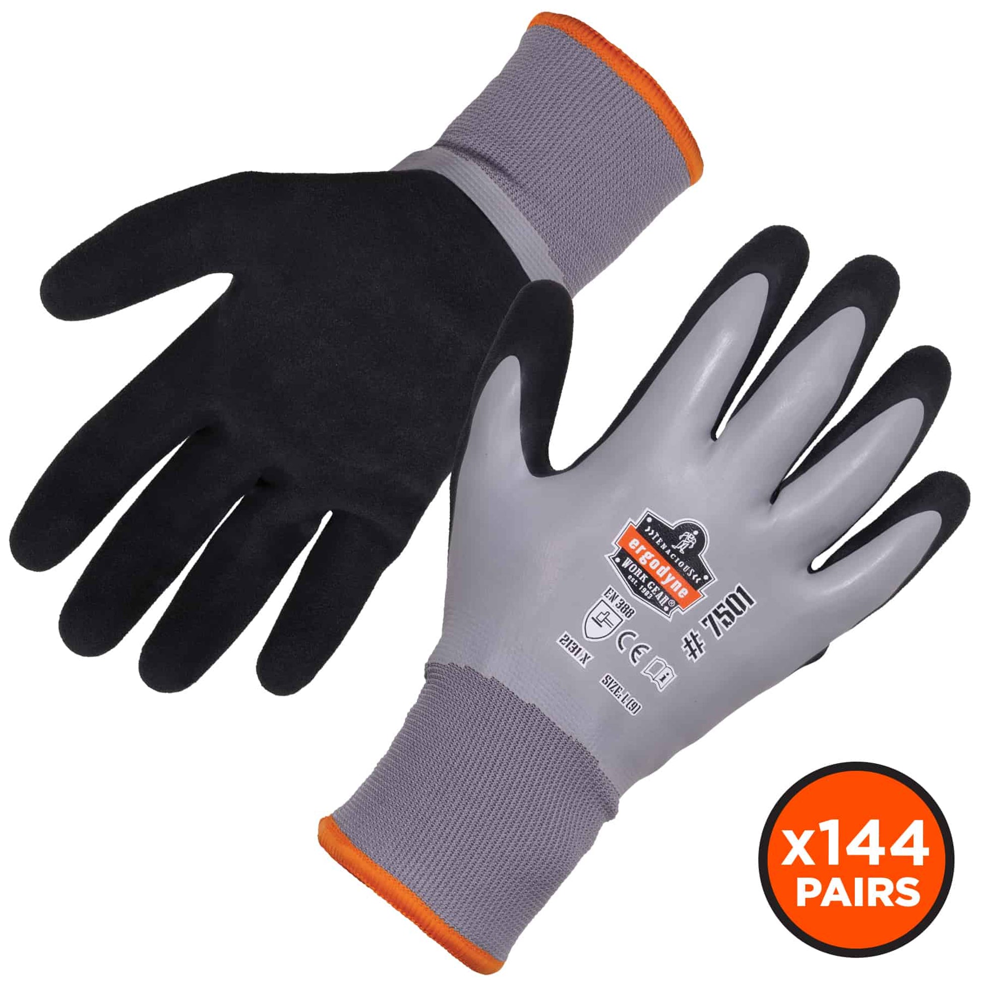 Ergodyne ProFlex 7501 Coated Waterproof Winter Work Gloves - Gray - 144-pair